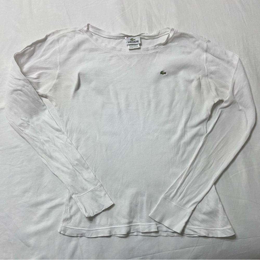 Lacoste White long sleeve Tee with Logo